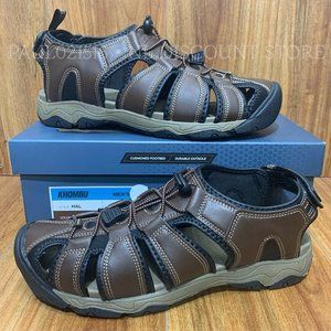 KHOMBU Men's Hal All Season Closed Toe Sandals, Brown